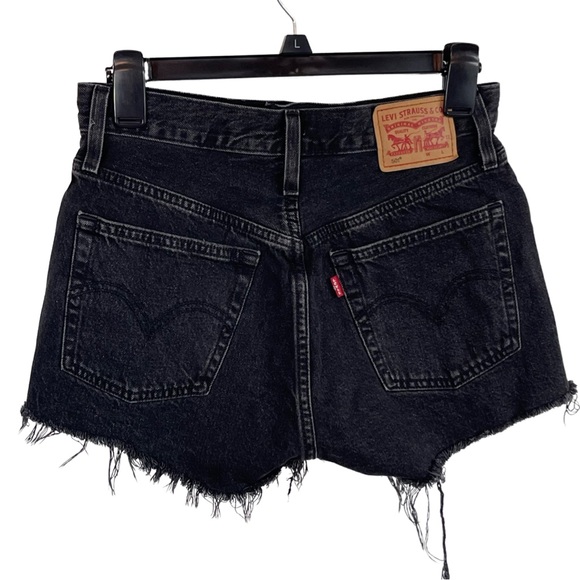 Levi's Pants - Levi’s 501 Button Front Cut-Off Denim Shorts 26 Black Distressed